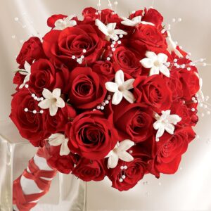 Dazzling Red Rose & Stephanotis Scented Bridal Bouquet