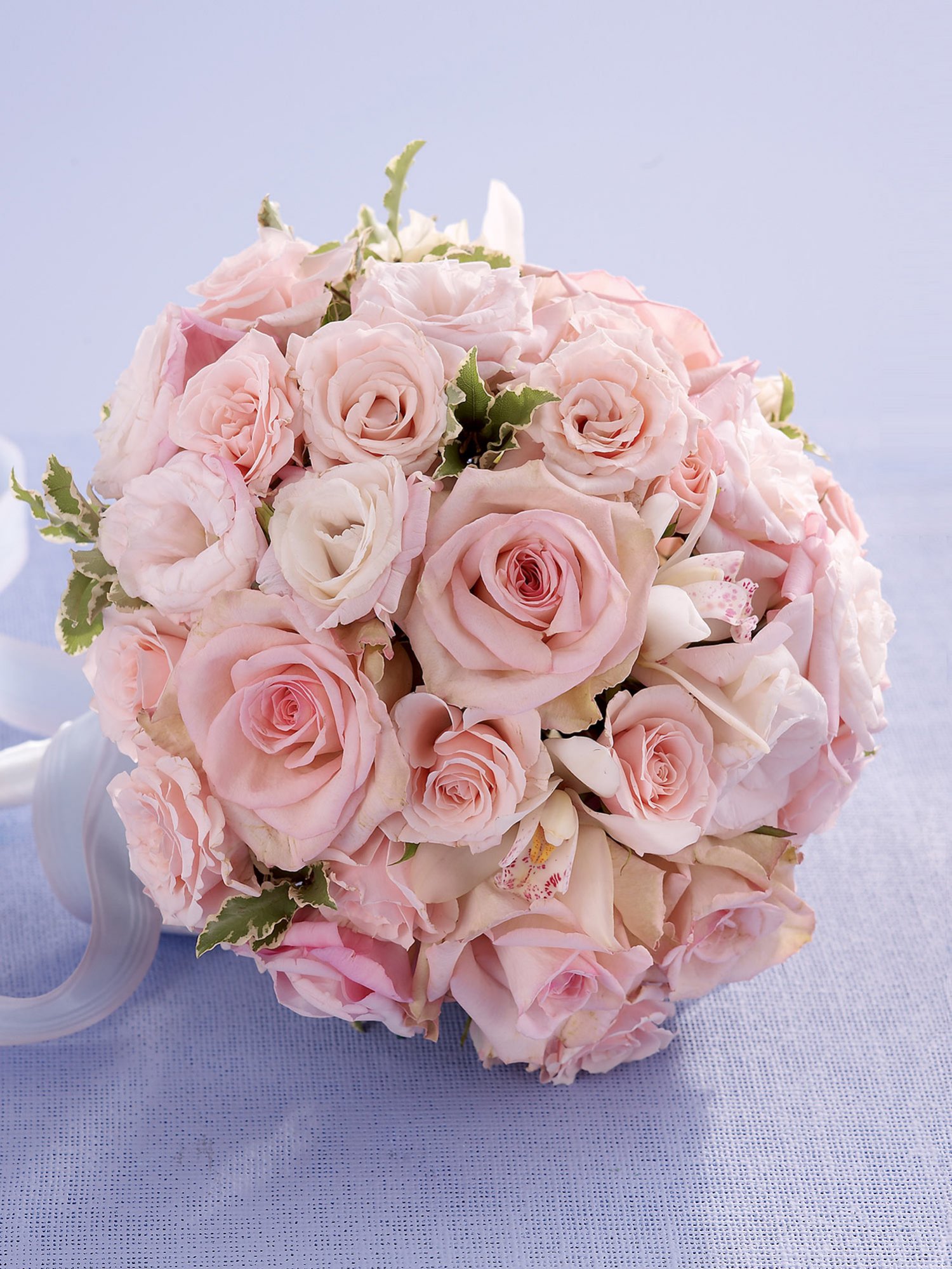 Soft Pink Rose & Orchid Bridal Bouquet-0